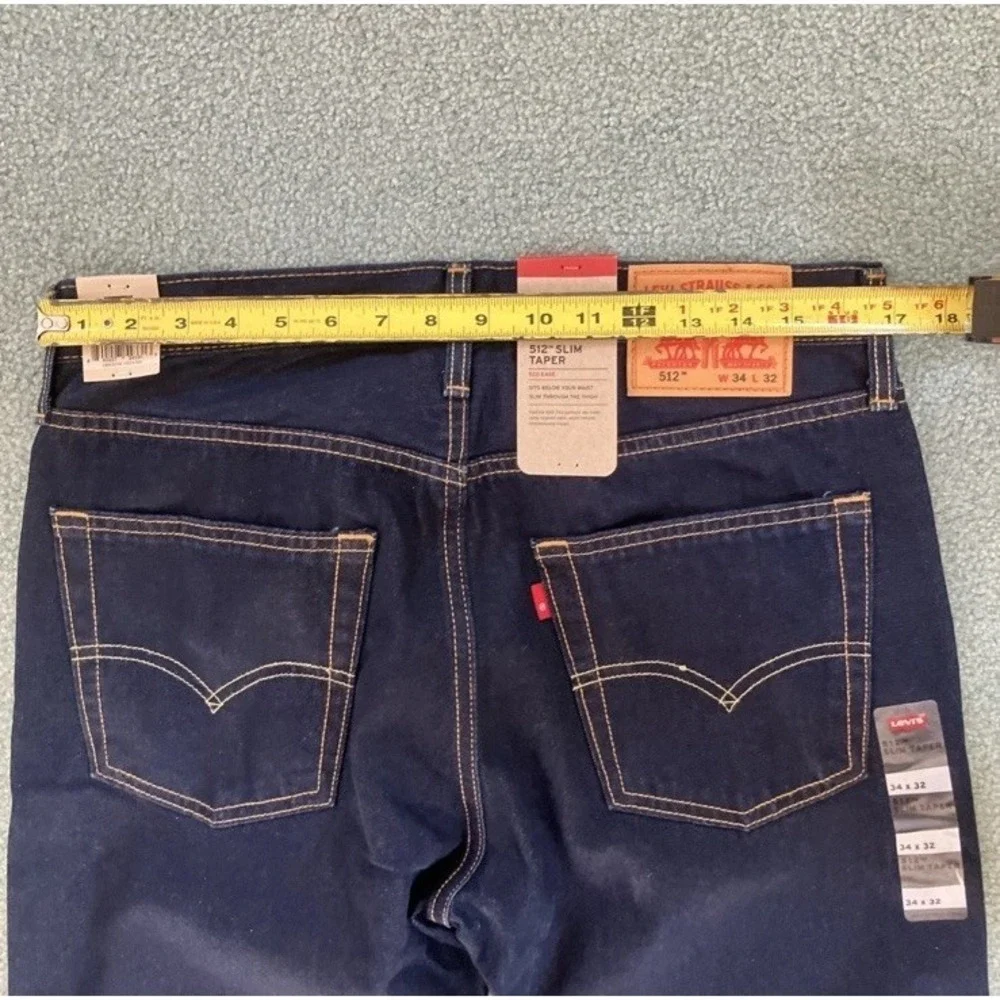 Levi 512 Slim Taper Jeans Mens 34X32 Blue Dark Wash Stretch Flex